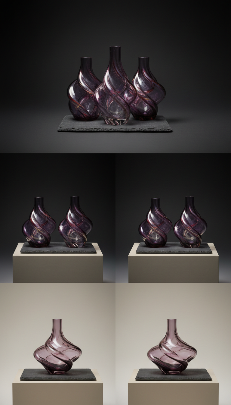 Amethyst Mist Borosilicate Decanter, Sculptural Form