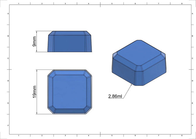 Square Gem Silicone Mold  with 176 Forms at 2.85mL