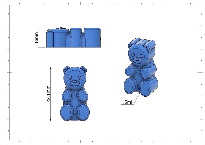 Bear Shape Silicone Mold with 252 forms at 1.5mL