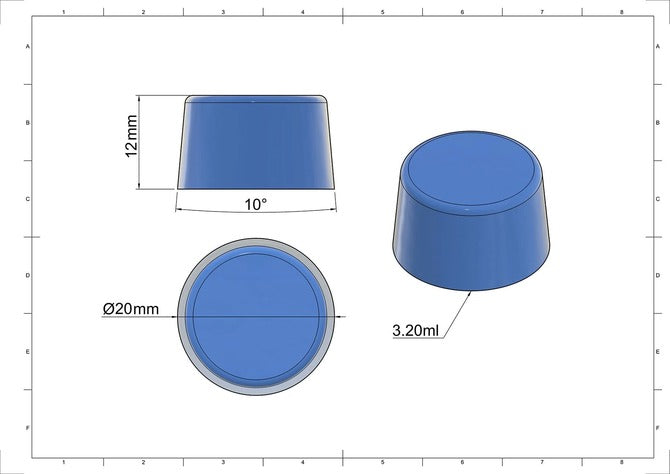 Cylinder Silicone Mold with 176 forms at 3.2mL