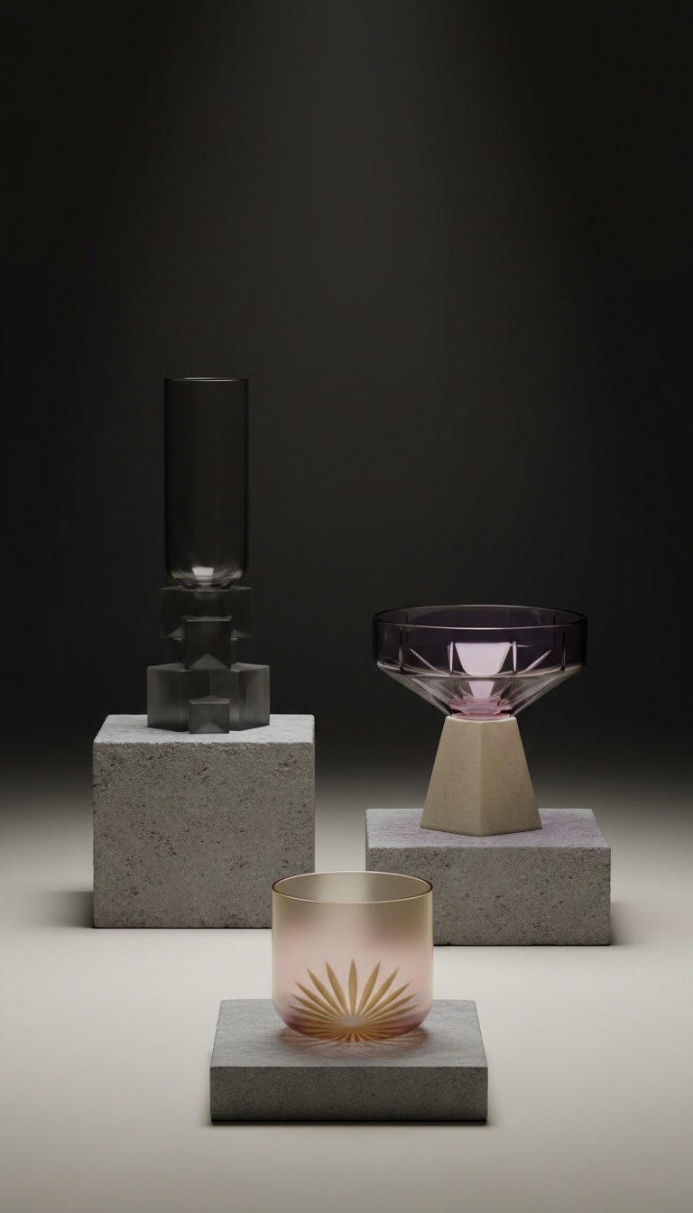 Hand-Blown Cocktail Glass with Angular Base
