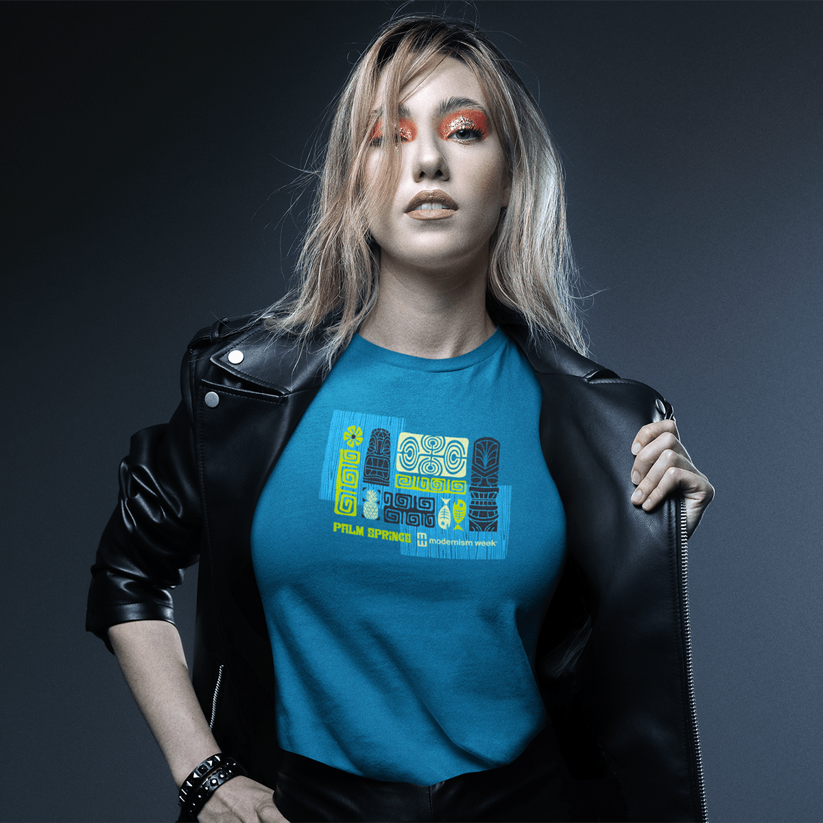 Modernism Week Tiki Unisex T-shirt - Electric Blue