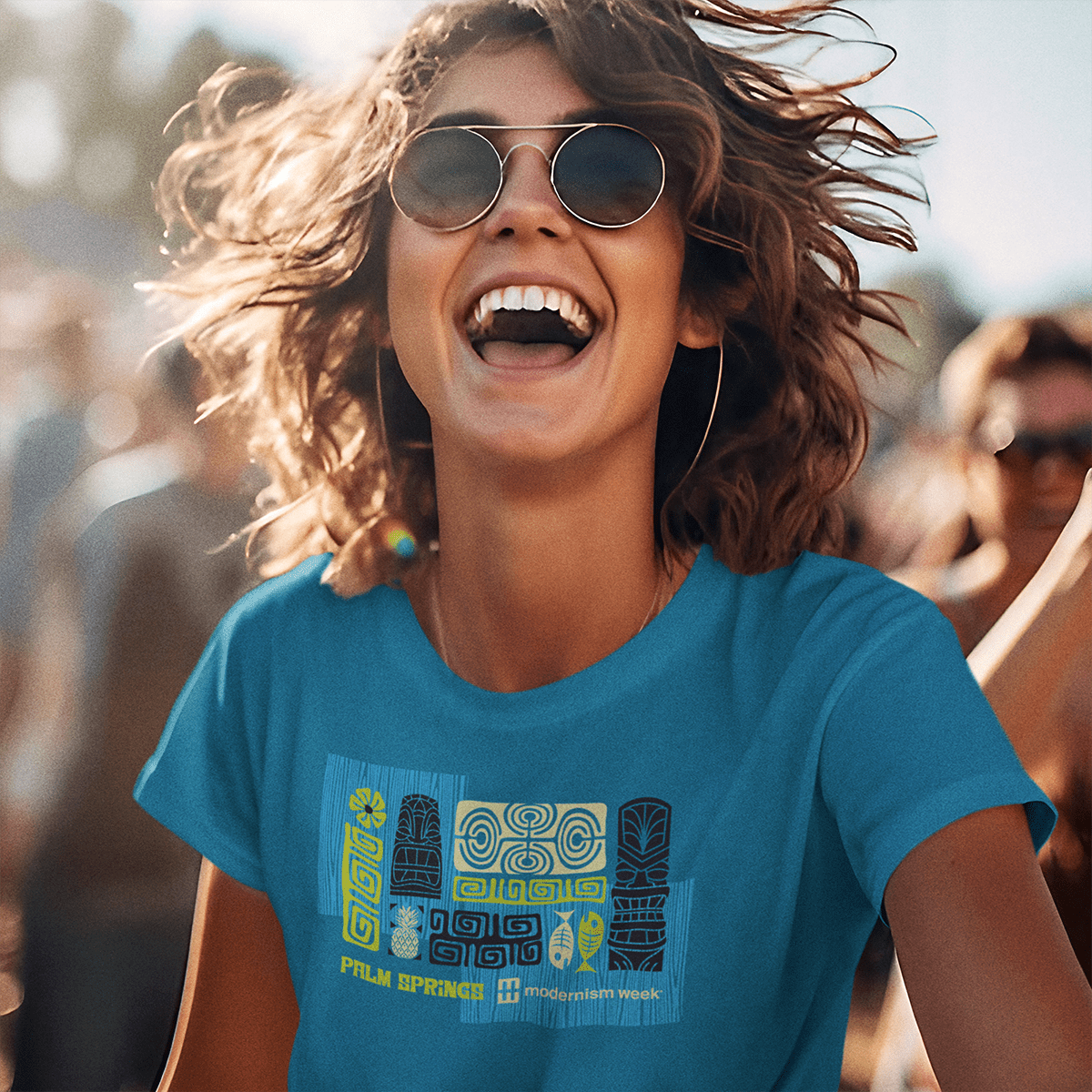 Modernism Week Tiki Unisex T-shirt - Electric Blue