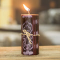 Handmade Brown Pillar Candle with Ikat Motifs from Guatemala - Coban Coffee