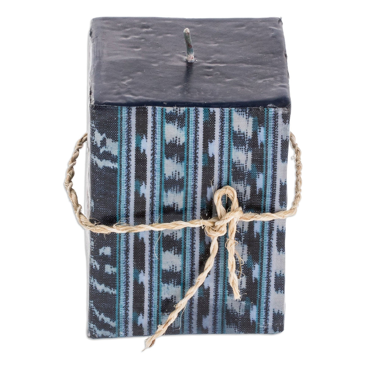 Square Candle with Textile Motifs Handmade in Guatemala - Semuc Champey Motifs