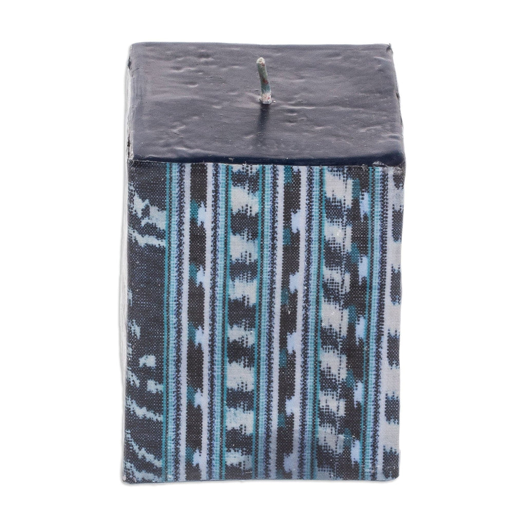 Square Candle with Textile Motifs Handmade in Guatemala - Semuc Champey Motifs