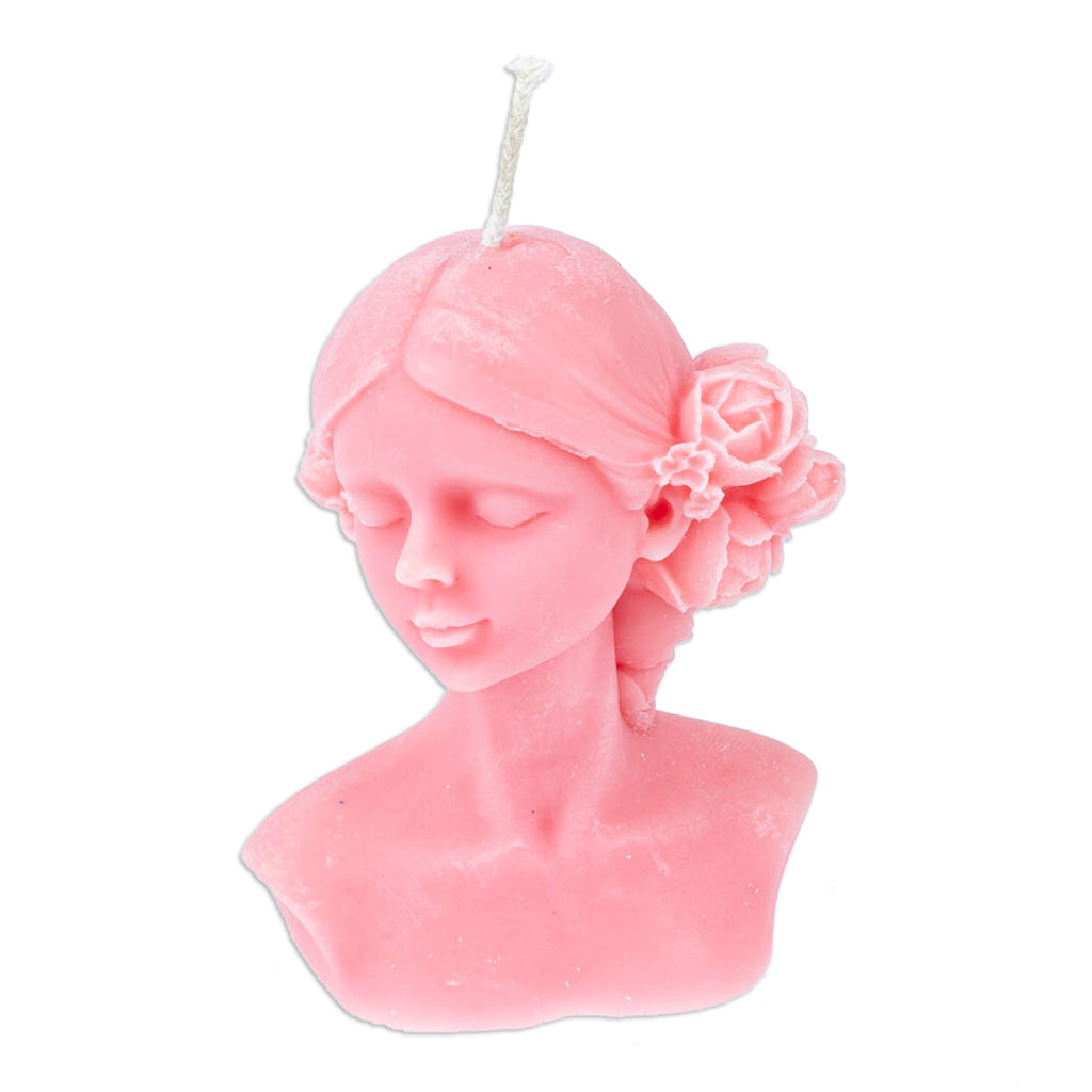 Handcrafted Classic Muse-Shaped Wax Candle in Blush Pink - Burning Muse in Blush