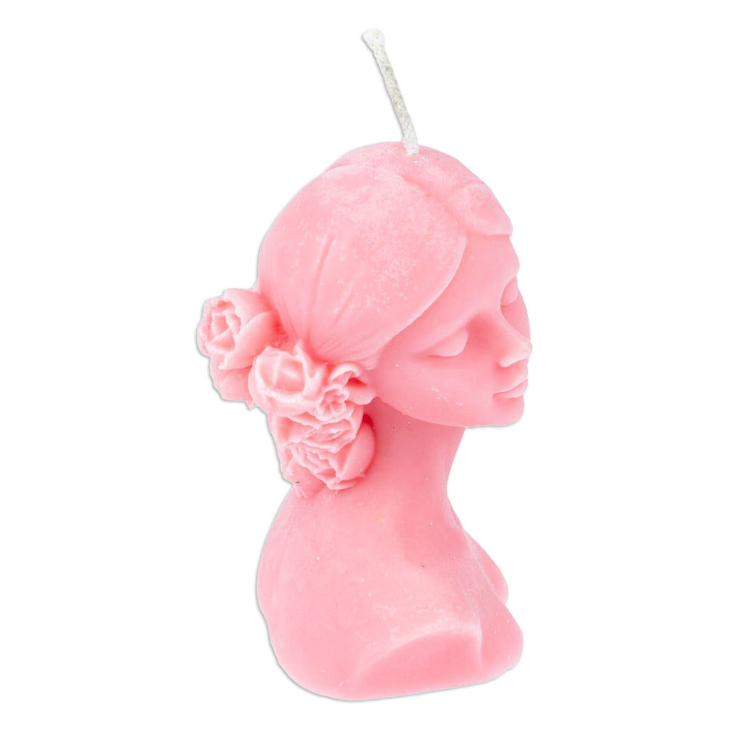 Handcrafted Classic Muse-Shaped Wax Candle in Blush Pink - Burning Muse in Blush