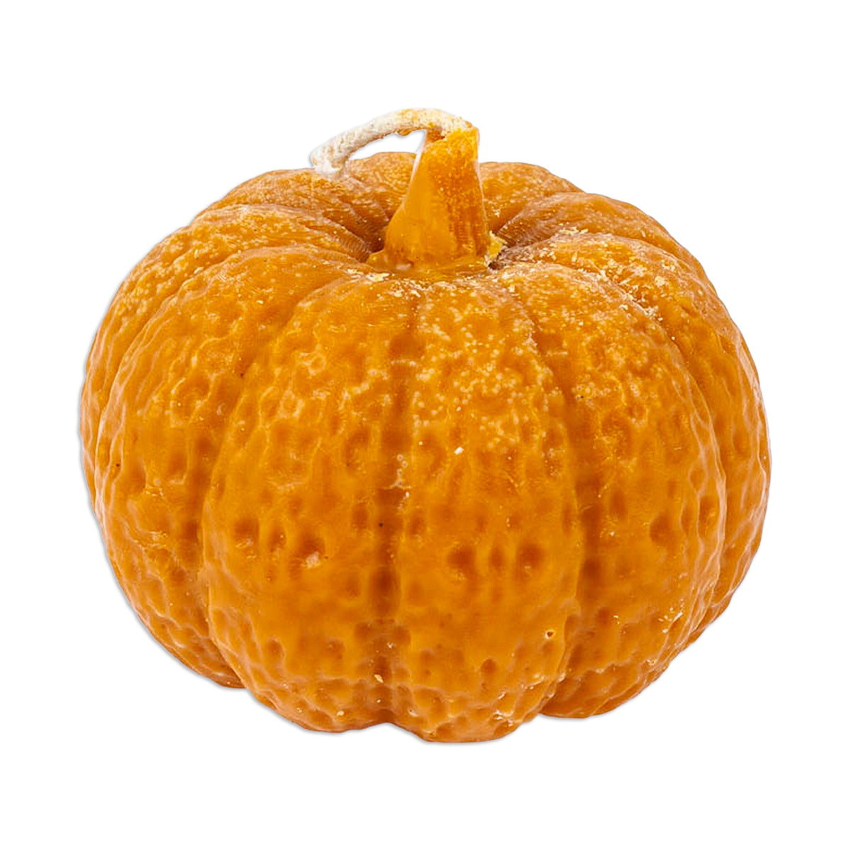Handcrafted Pumpkin-Shaped Orange Wax Candle from Mexico - Pumpkin Illumination