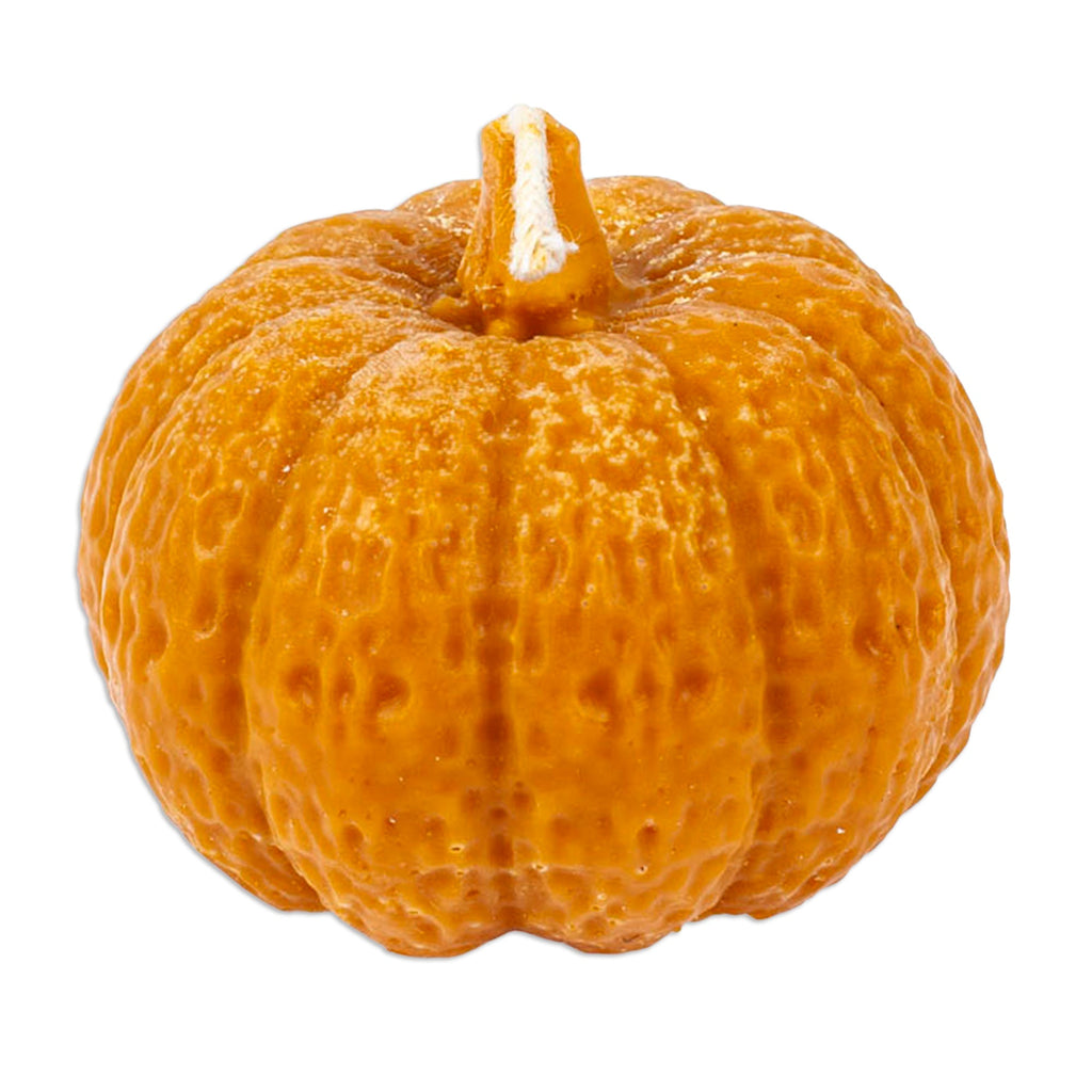 Handcrafted Pumpkin-Shaped Orange Wax Candle from Mexico - Pumpkin Illumination