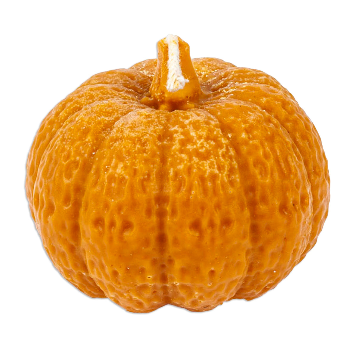 Handcrafted Pumpkin-Shaped Orange Wax Candle from Mexico - Pumpkin Illumination