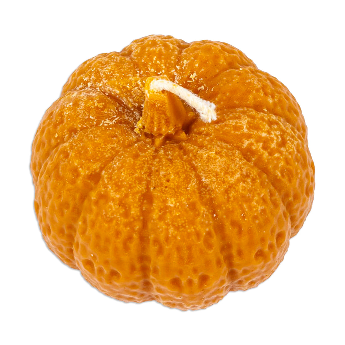 Handcrafted Pumpkin-Shaped Orange Wax Candle from Mexico - Pumpkin Illumination