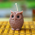 Owl-Shaped Brown Paraffin Wax Candle Handcrafted in Mexico - Sage Owl