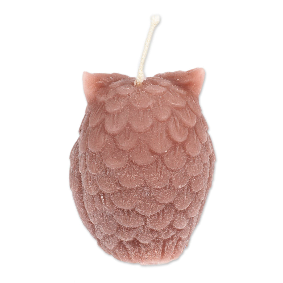 Owl-Shaped Brown Paraffin Wax Candle Handcrafted in Mexico - Sage Owl