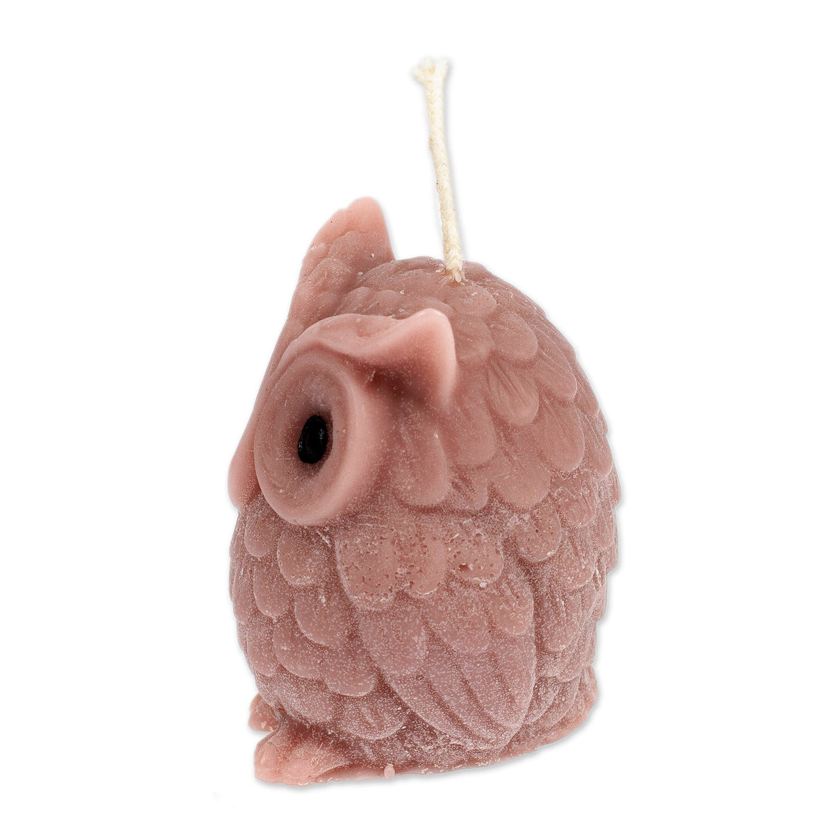 Owl-Shaped Brown Paraffin Wax Candle Handcrafted in Mexico - Sage Owl