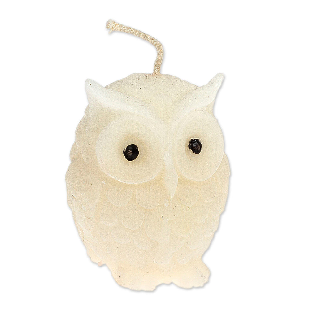 Inspirational Ivory Paraffin Wax Owl Candle Made in Mexico - Heavenly Owl