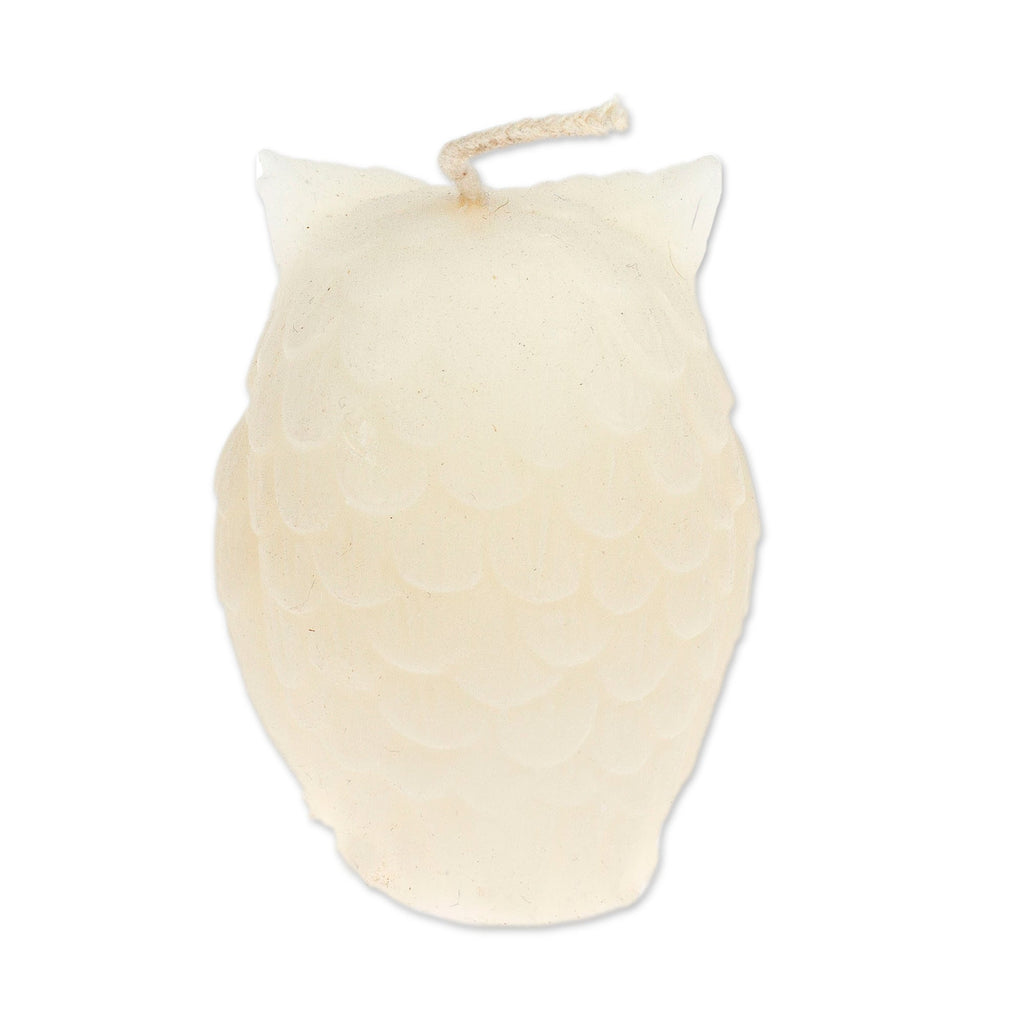Inspirational Ivory Paraffin Wax Owl Candle Made in Mexico - Heavenly Owl