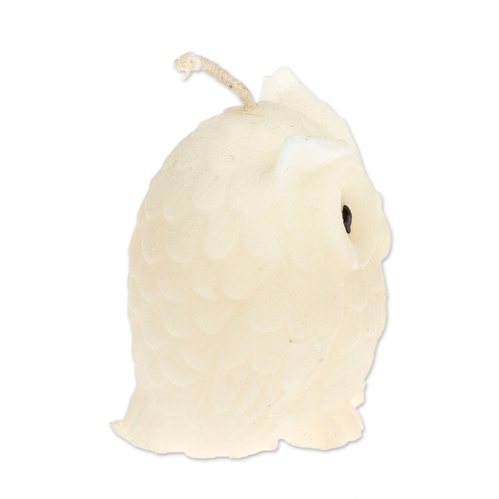 Inspirational Ivory Paraffin Wax Owl Candle Made in Mexico - Heavenly Owl