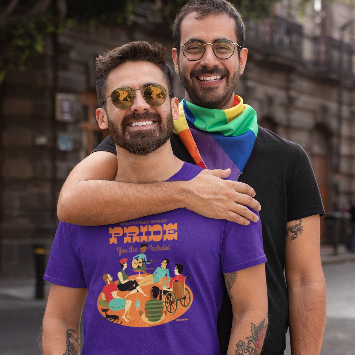 Palm Springs Pride Unisex T-shirt by Shag - Team Purple