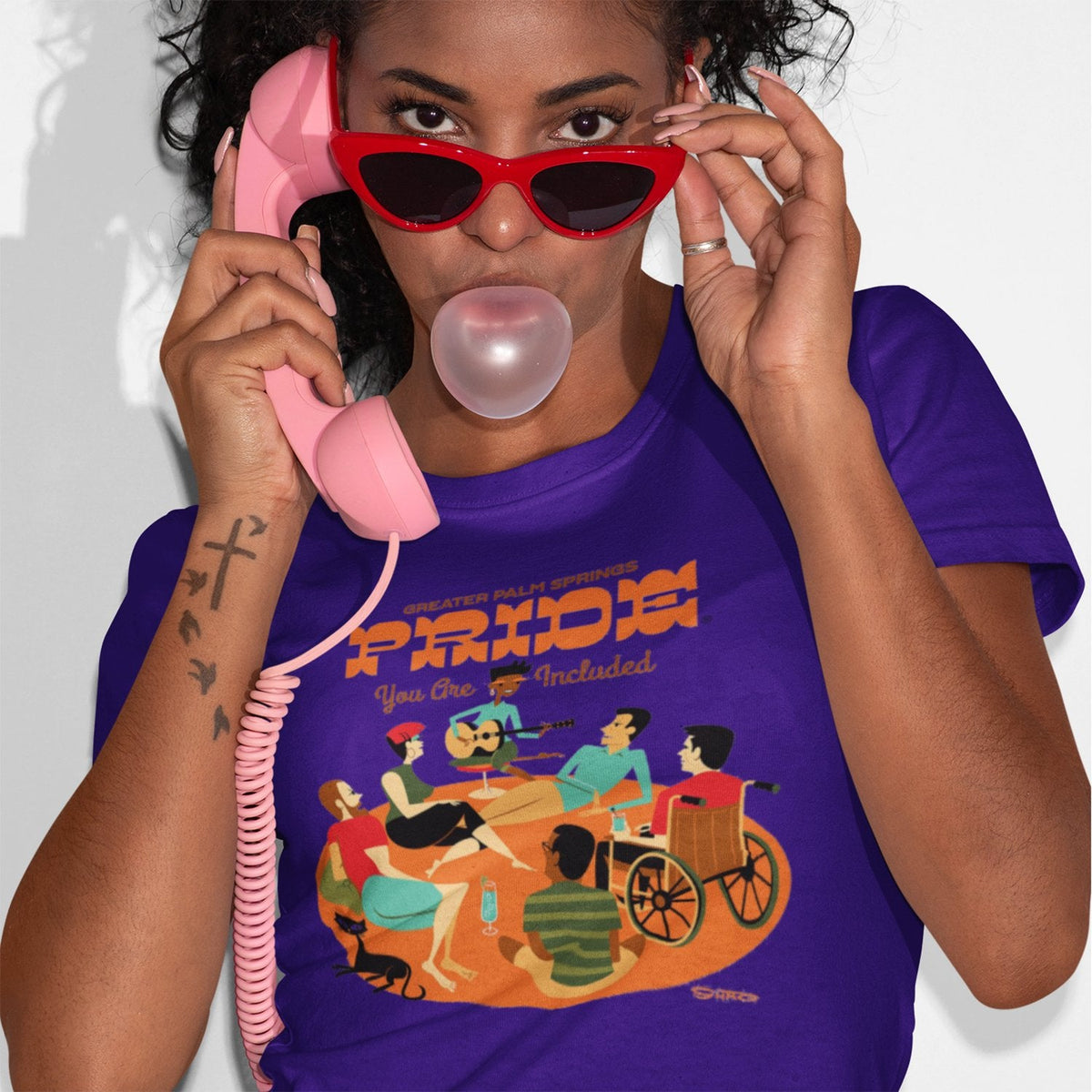 Palm Springs Pride Unisex T-shirt by Shag - Team Purple