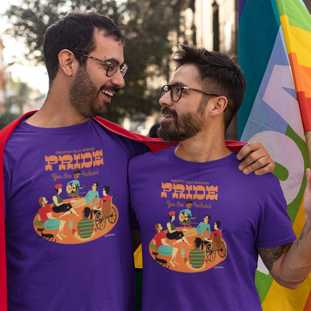 Palm Springs Pride Unisex T-shirt by Shag - Team Purple