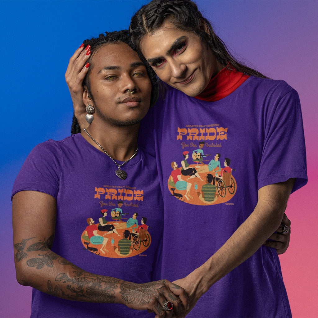 Palm Springs Pride Unisex T-shirt by Shag - Team Purple